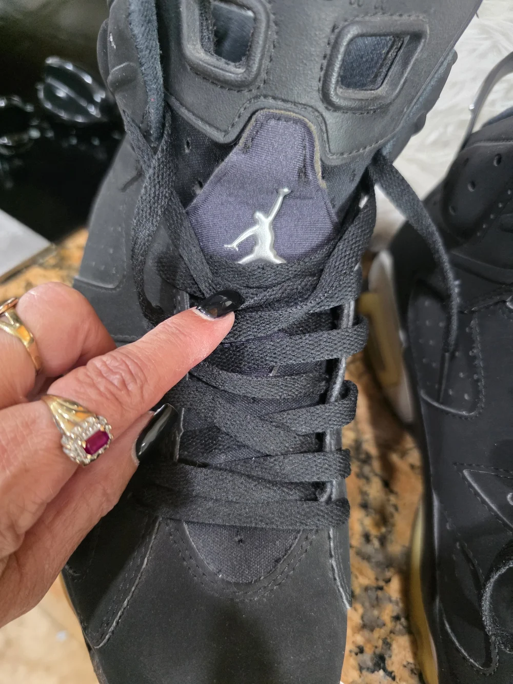 Jordan Men Black High-Top Sneakers with Yellow Accents